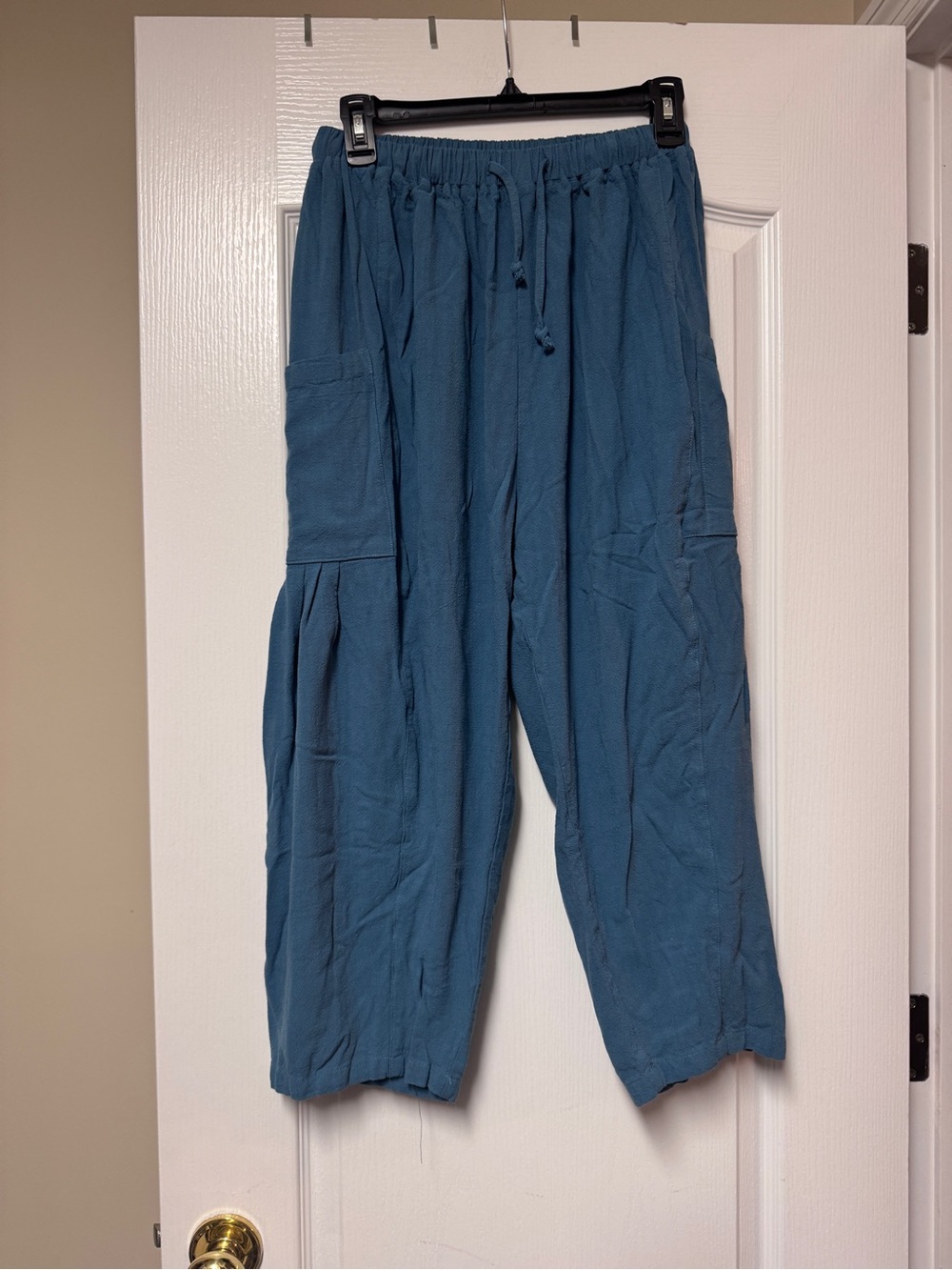 Relaxed Wide-Leg Drawstring Pants in Teal